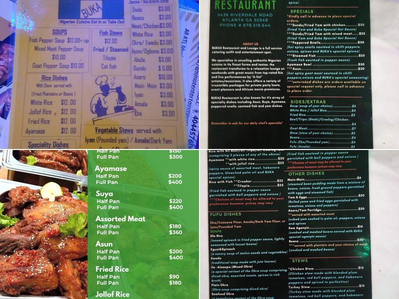 Buka 2 Restaurant Menu