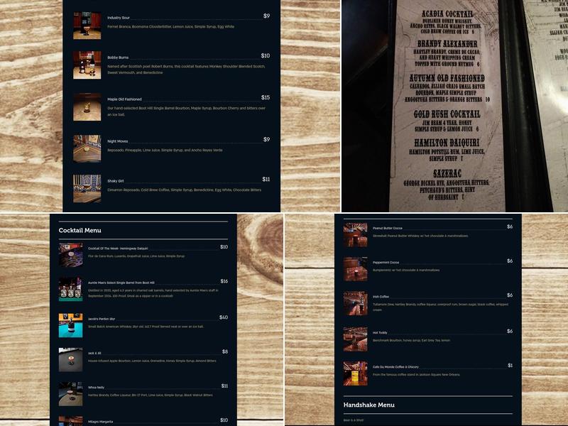 Auntie Mae's Parlor Menu