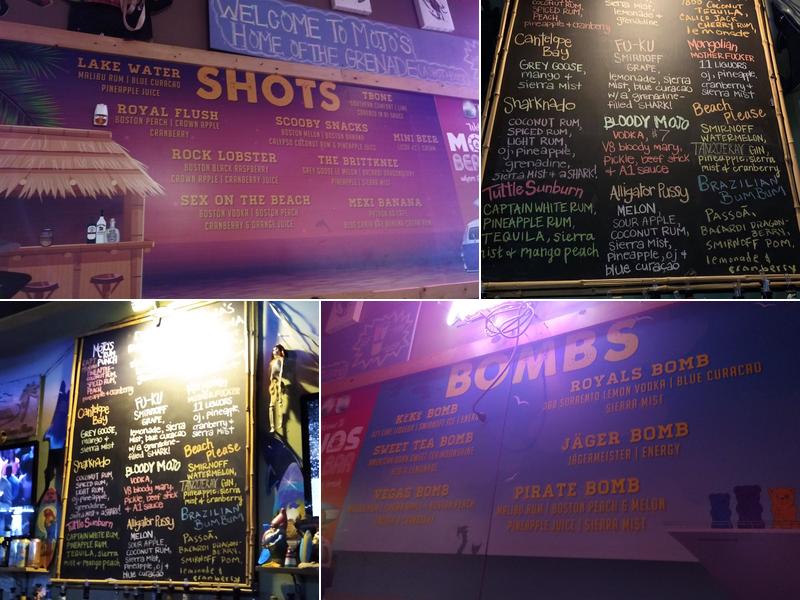 Mojo's Beach Bar Menu