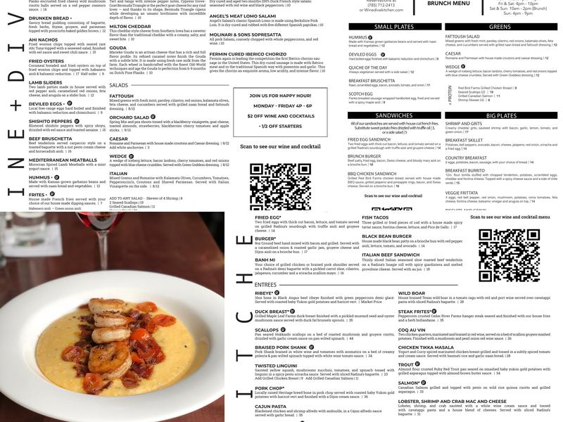 Wine Dive + Kitchen Menu