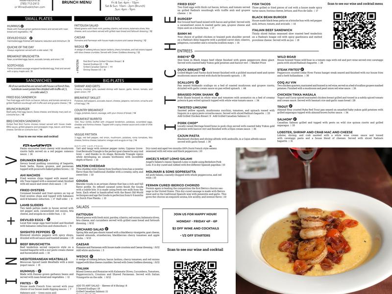 Wine Dive + Kitchen Menu