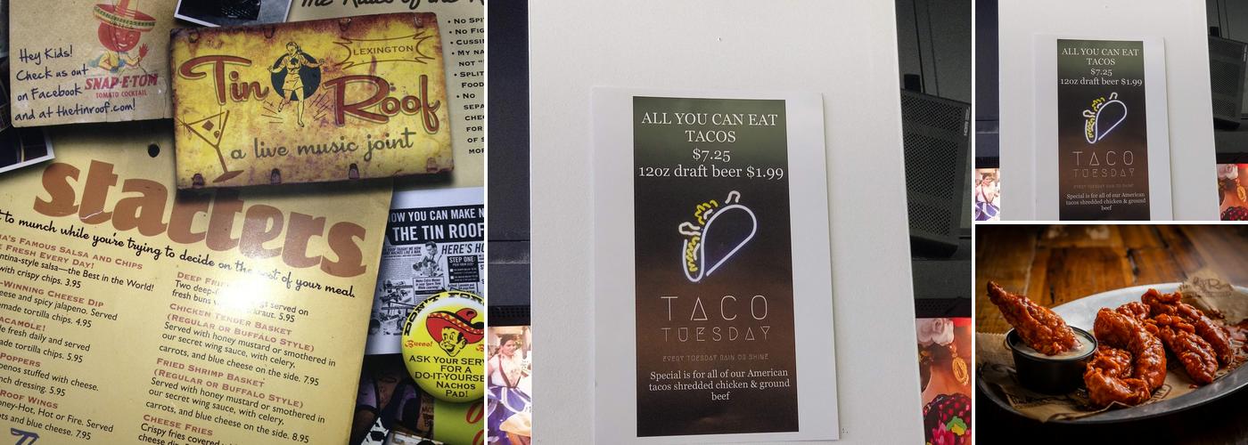 Tin Roof Menu