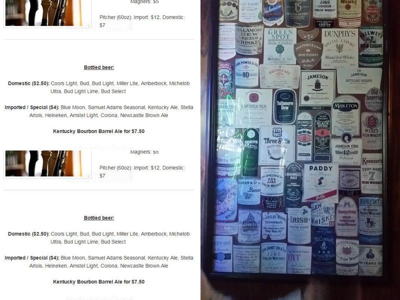 McCarthy's Irish Bar Menu