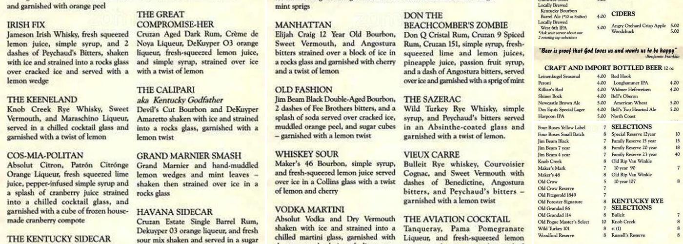 Henry Clay's Public House Menu