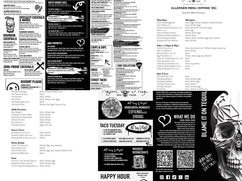 Agave & Rye Covington Menu