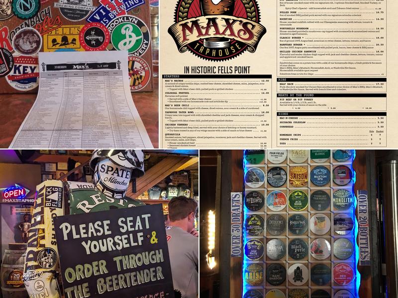 Max's Taphouse Menu