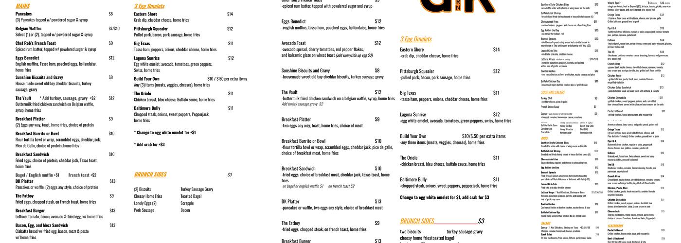 Don't Know Tavern Menu