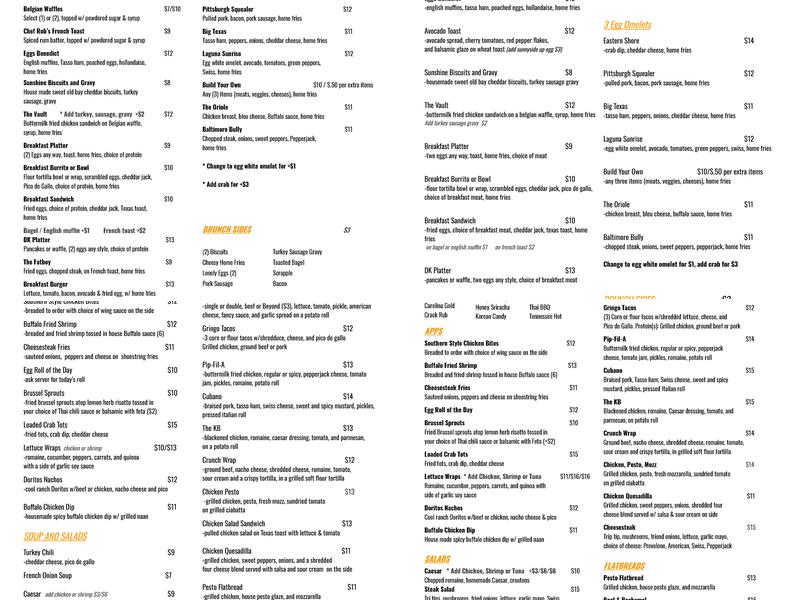 Don't Know Tavern Menu