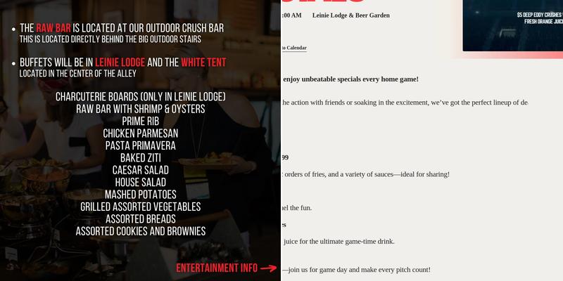 Power Plant Live! Menu