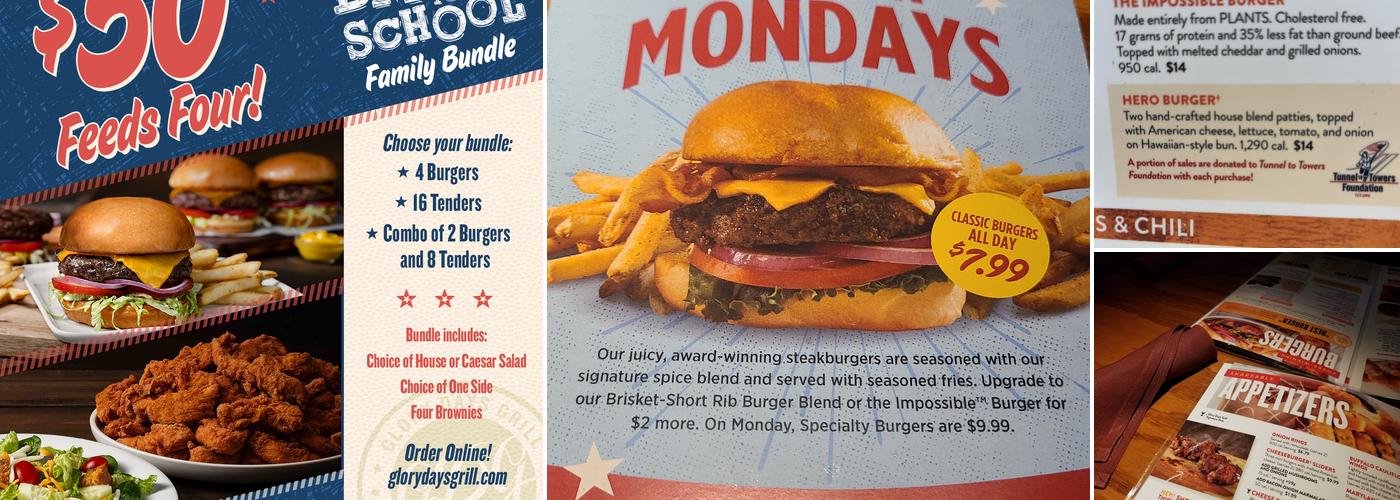 Glory Days Grill Menu