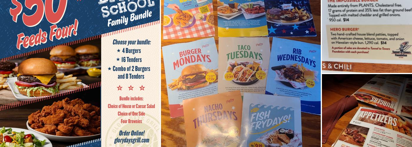 Glory Days Grill Menu