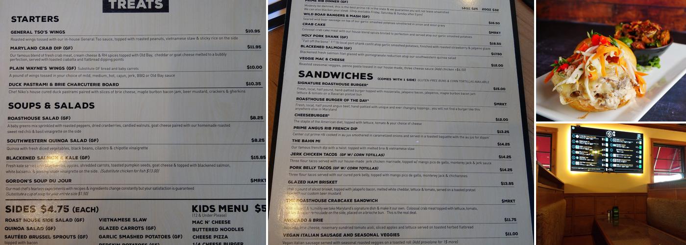 Roasthouse Pub Menu