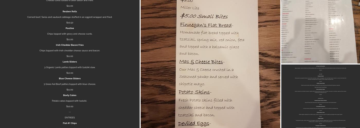 Finnegan’s Wake Irish Pub Menu