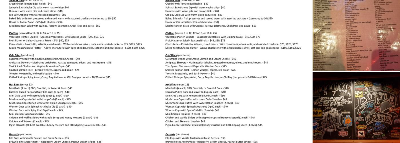 Georgetown Piano Bar Menu