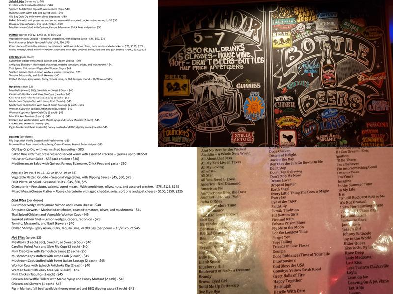 Georgetown Piano Bar Menu