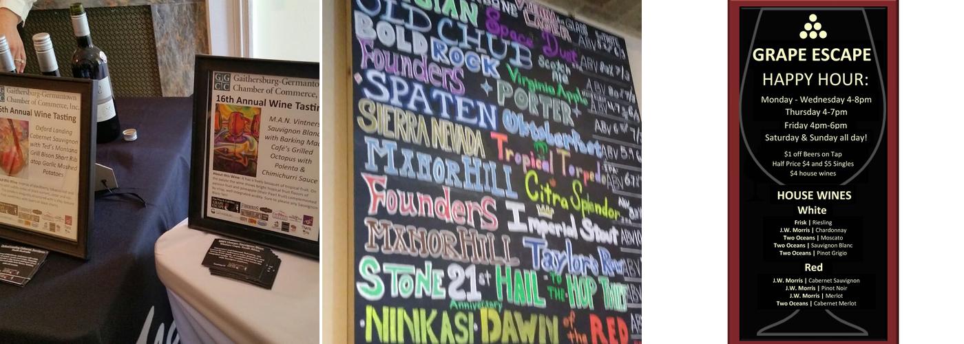 Grape Escape Kentlands Menu