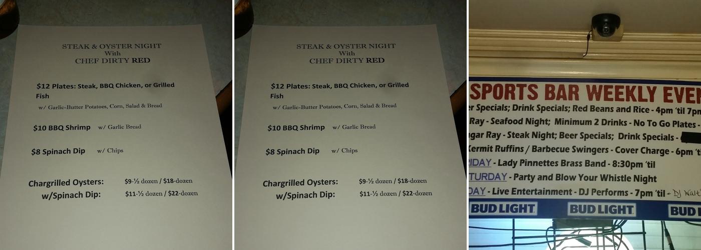 Bullet's Sports Bar Menu