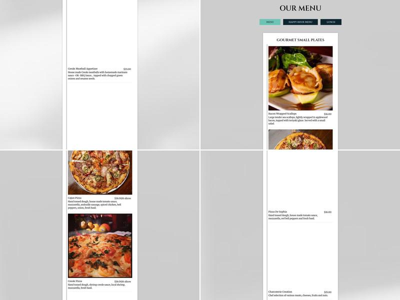 Baroness on Baronne Menu