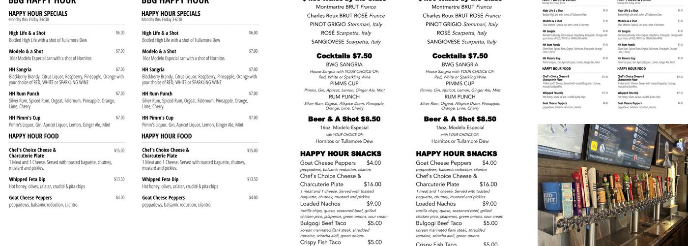 Bayou Beer Garden Menu