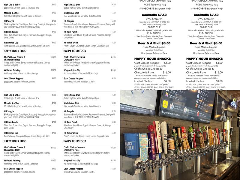 Bayou Beer Garden Menu