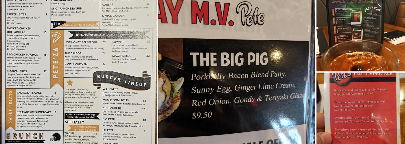 Pete's On Johnston Menu