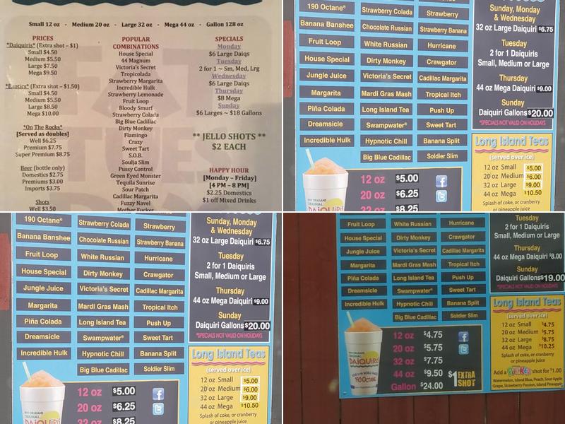 New Orleans Original Daiquiris Menu