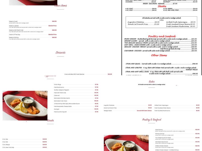 Cub Lounge & Grille Menu