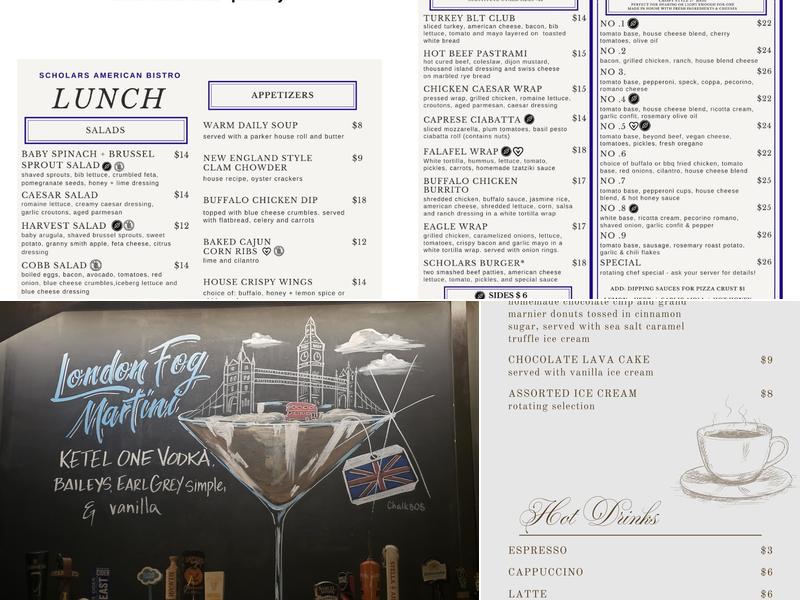 Scholars American Bistro and Cocktail Lounge Menu