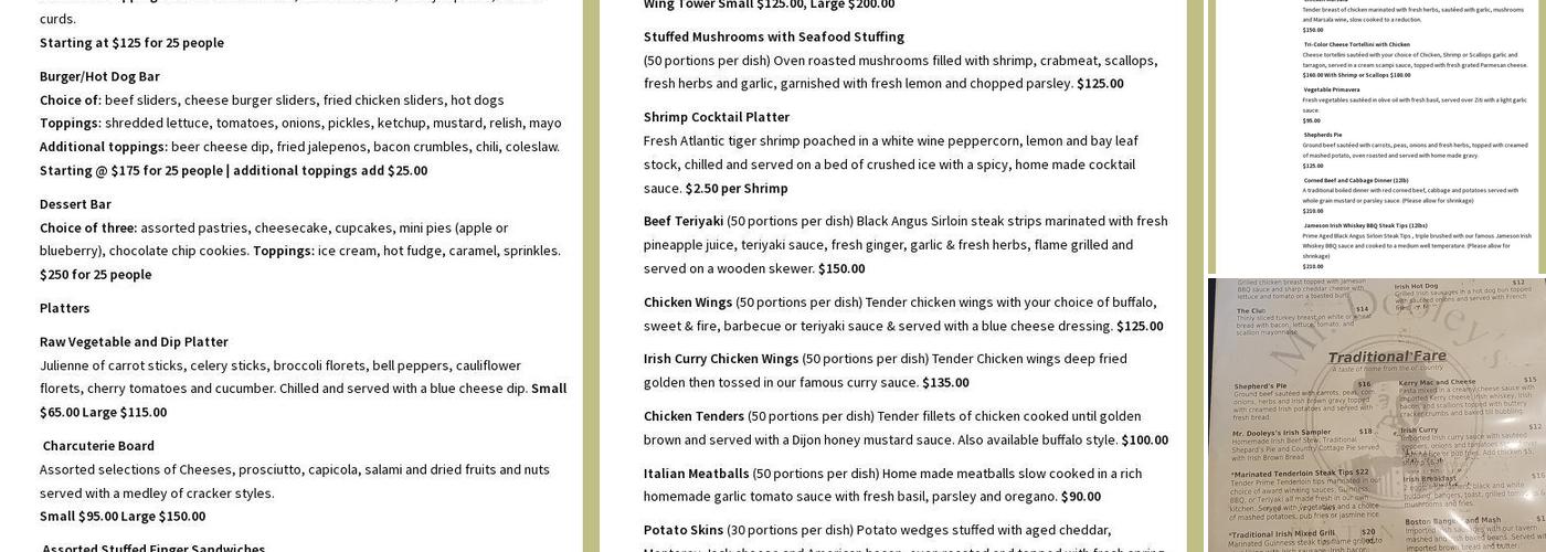 Mr. Dooley's Boston Menu