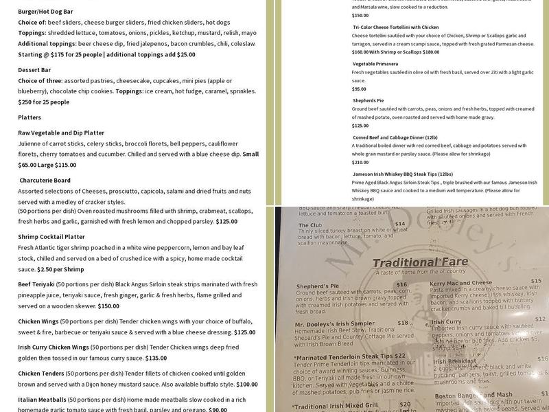 Mr. Dooley's Boston Menu