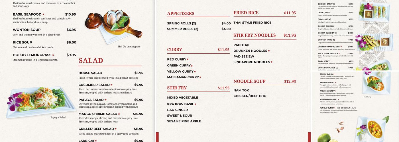 Thai Spice Menu