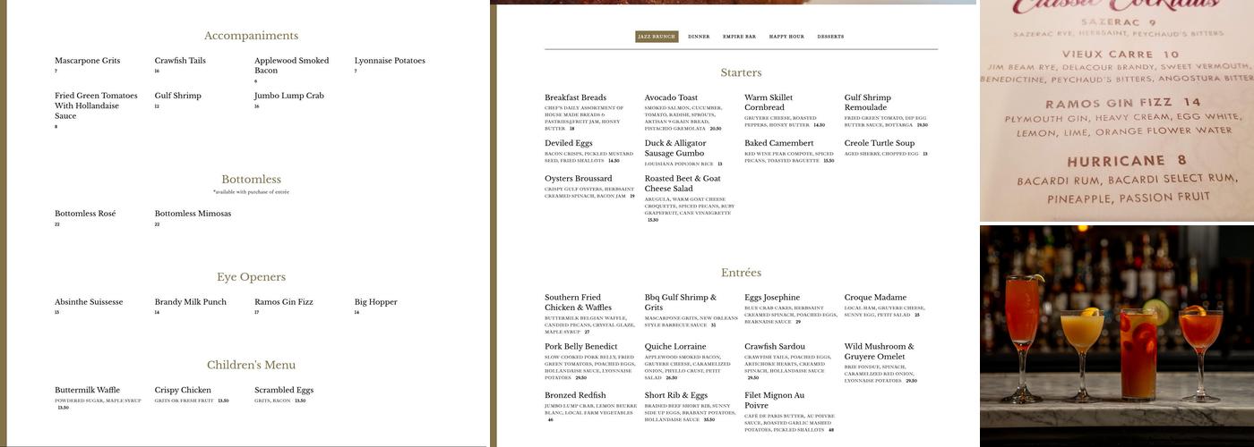 Empire Bar Menu