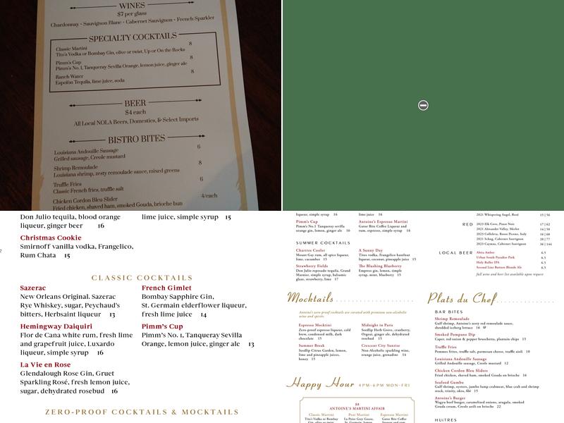 Hermes Bar Menu