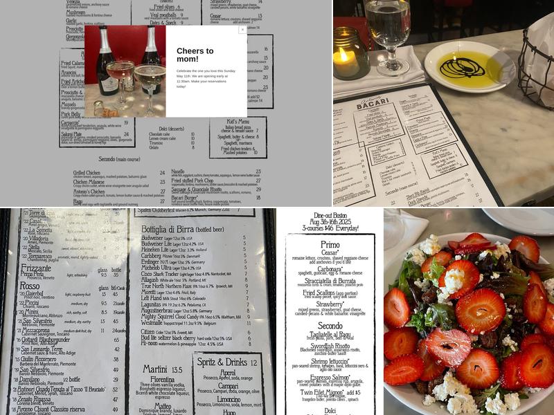 Antonio's Bacaro Menu