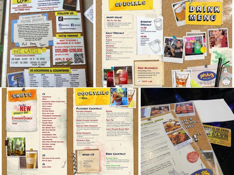 Pluckers Wing Bar Menu