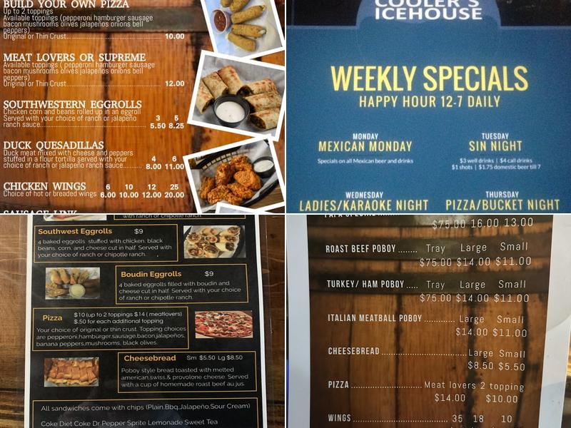 Coolers Icehouse Menu