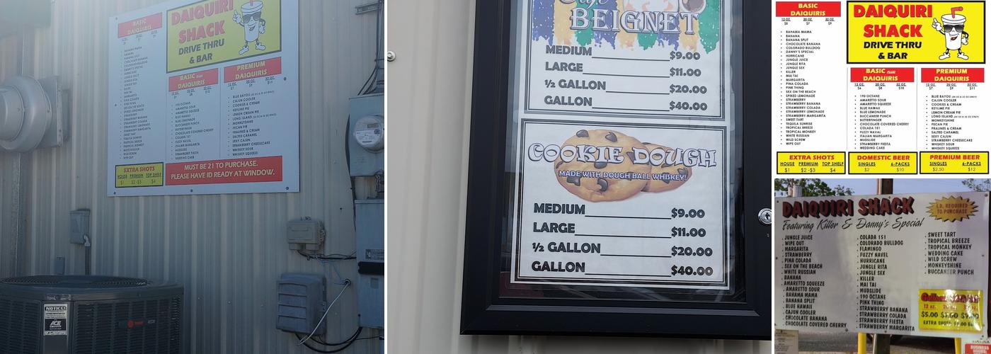 Daiquiri Shack Menu