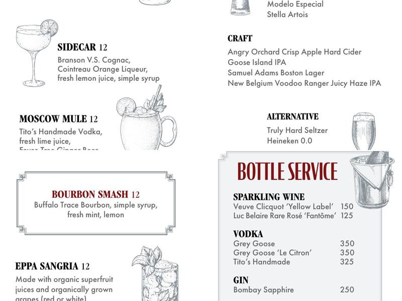 Rush Lounge & Party Pit Menu