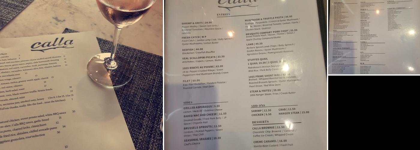 Restaurant Calla Menu