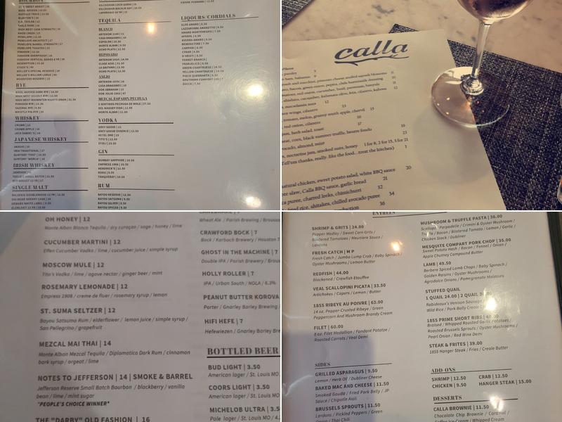 Restaurant Calla Menu