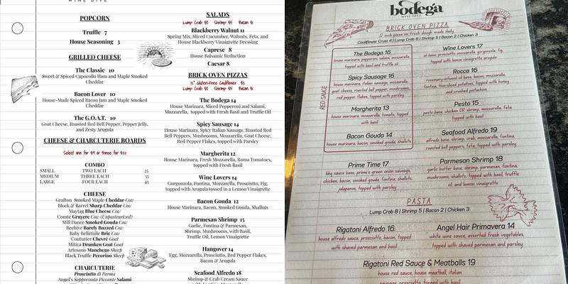 Bodega Wine Dive Menu