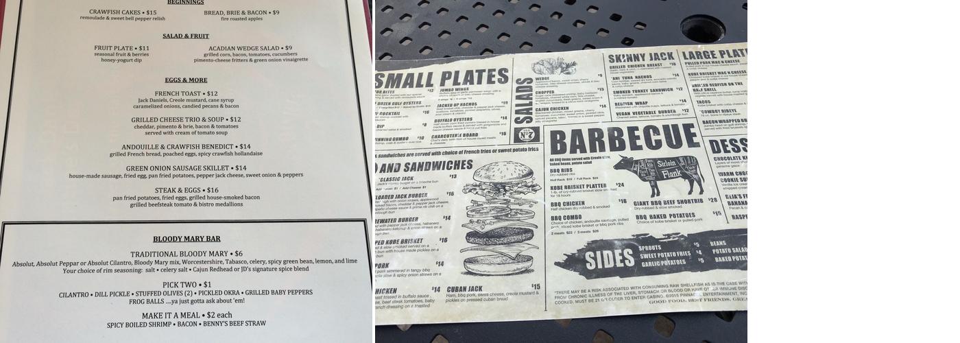 Jack After Dark Menu