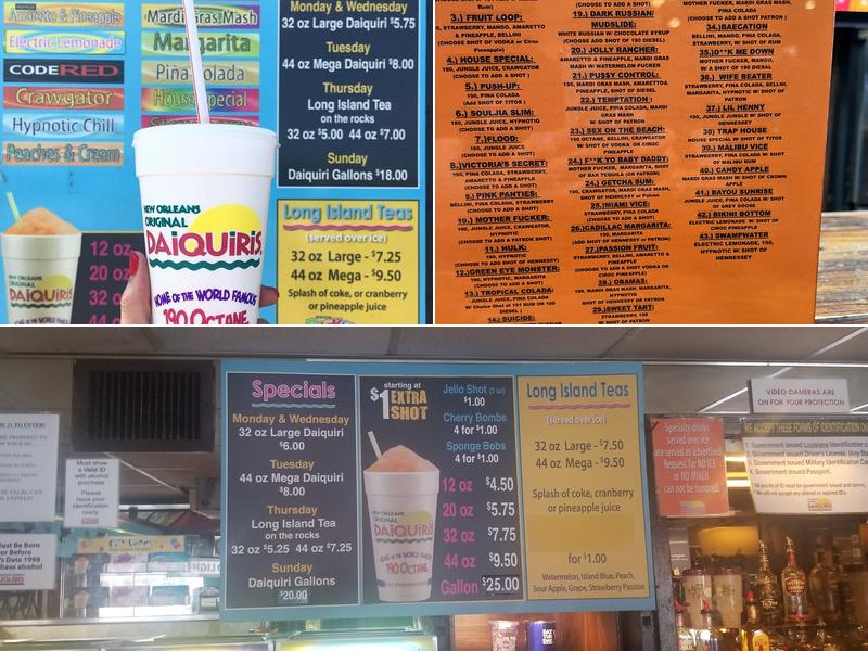 New Orleans Original Daiquiris Menu