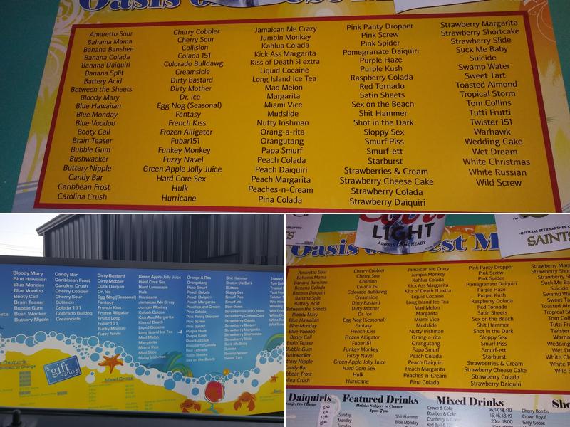Oasis Daiquiris Menu