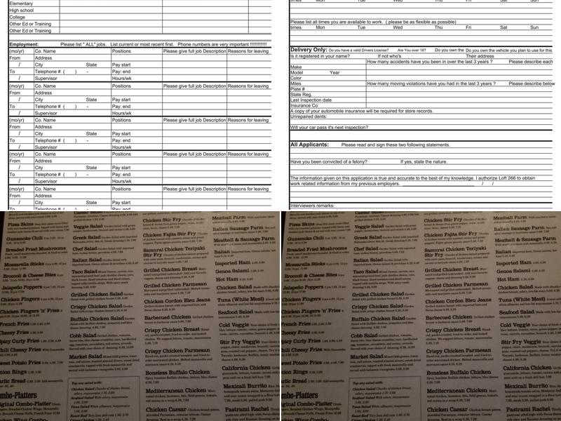Loft 266 Menu
