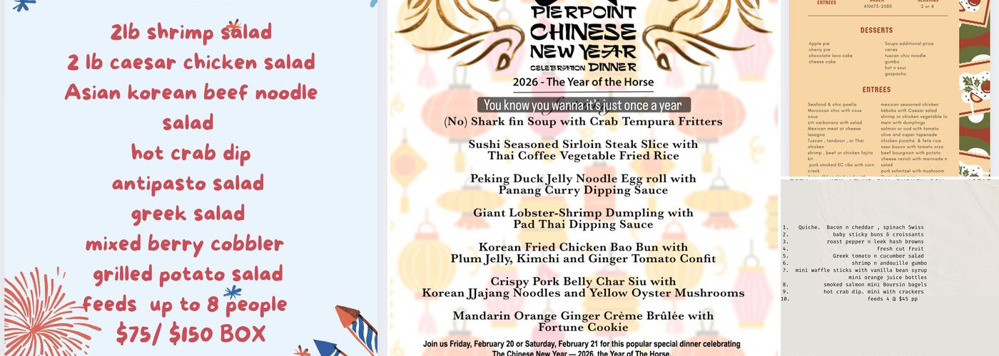 Pierpoint Restaurant Menu