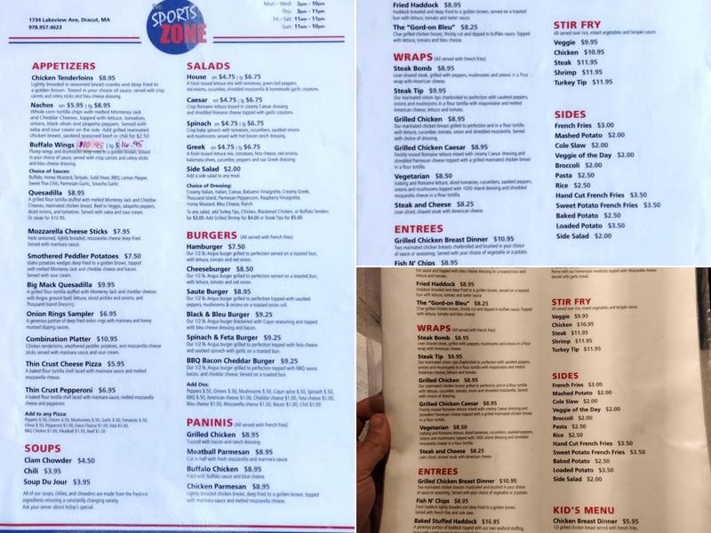 Sport Zone Menu