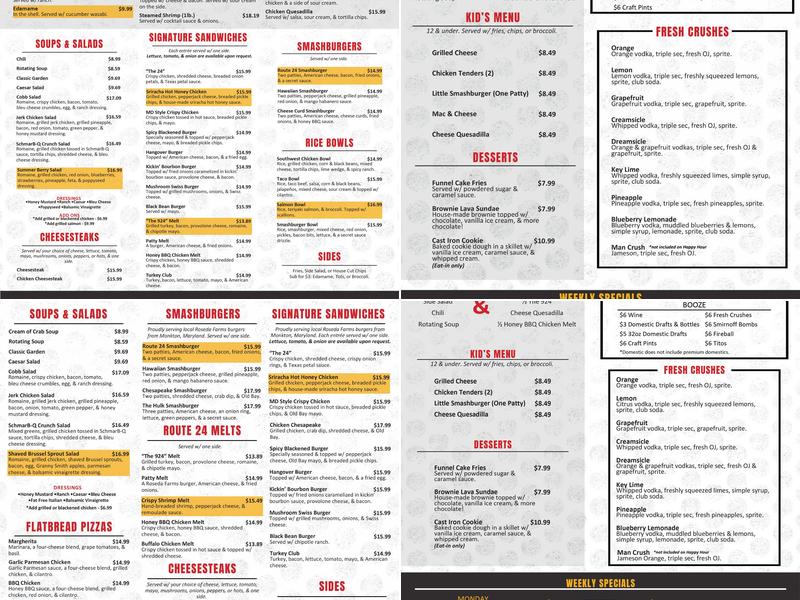 Route 24 Ale House Menu