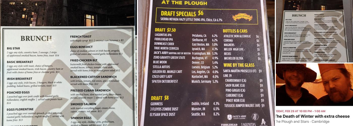 The Plough and Stars Menu