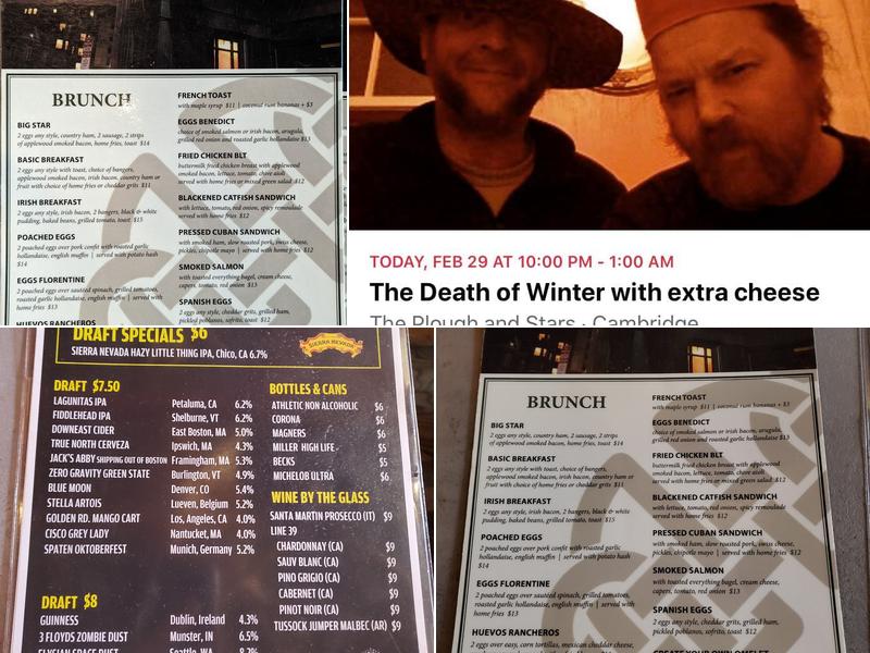 The Plough and Stars Menu